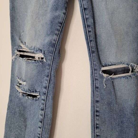 Good American Good Legs Distressed Skinny Jeans Womens 6 / 28 Medium Wash Ripped - Picture 5 of 8